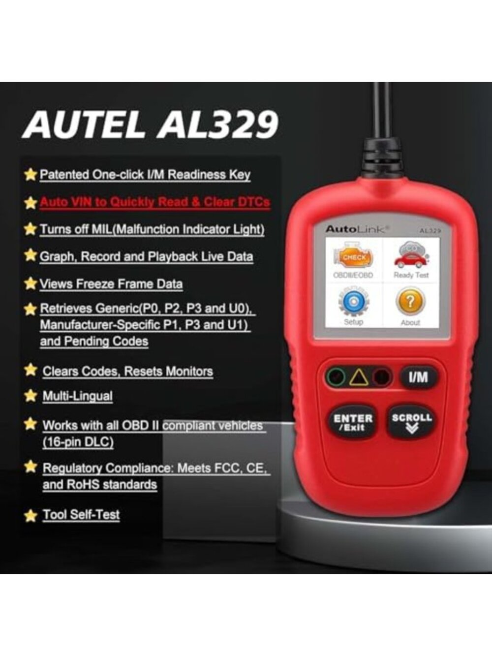 OBD2 Scanner Code Reader for Vehicle Diagnostics, Check Engine Light Tool - Picture 2 of 6